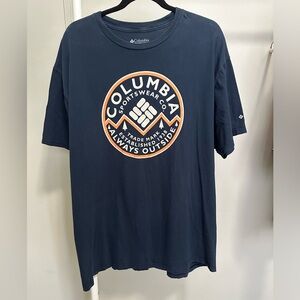 Columbia Navy Blue Graphic Short Sleeve Shirt Size XXL
